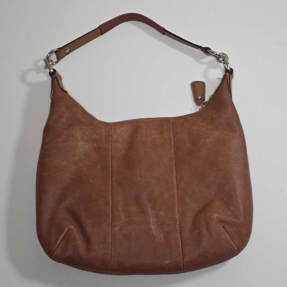 Coach Kristin Leather Hobo Shoulder Bag Brown 19293 Zip Lined Pockets FLAWS Boho - Picture 16 of 16